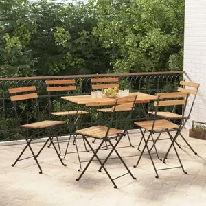 vidaXL Chaises de bistrot pliantes lot de 6 Bois de teck solide acier pas cher