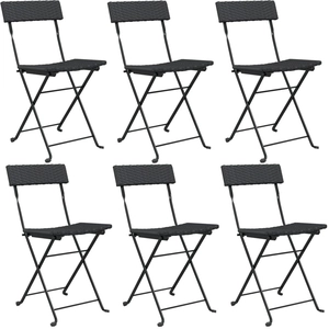 vidaXL Chaises de bistrot pliantes 6 pcs Noir Résine tressée et acier pas cher