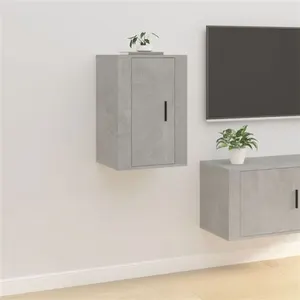 vidaXL Meuble TV mural Gris béton 40x34,5x60 cm pas cher