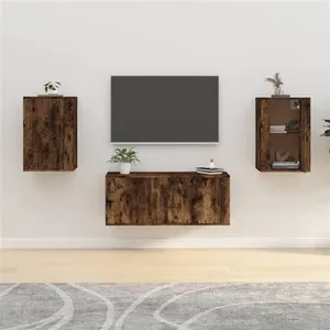 vidaXL Meubles TV muraux 2 pcs Chêne fumé 40x34,5x60 cm pas cher