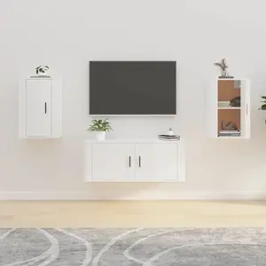 vidaXL Meubles TV muraux 2 pcs Blanc brillant 40x34,5x60 cm pas cher