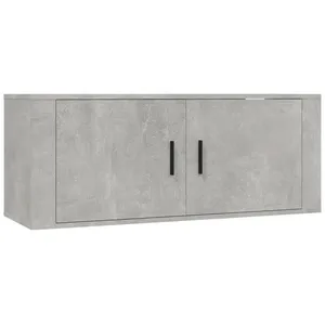 vidaXL Meuble TV mural Gris béton 100x34,5x40 cm pas cher