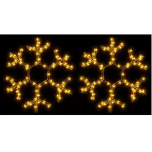 Flocons de neige de Noël avec led 2 pcs Blanc chaud 38x37 cm Vidaxl n/a pas cher