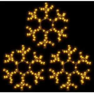 Flocons de neige de Noël avec led 3 pcs Blanc chaud 38x37 cm Vidaxl n/a pas cher