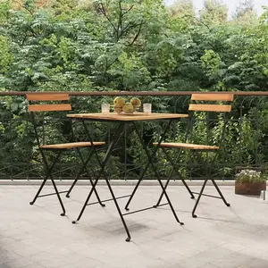 vidaXL Chaises de bistrot pliantes lot de 2 Bois de teck solide acier pas cher