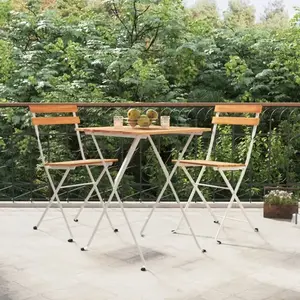 vidaXL Ensemble de bistro pliable 3 pcs Bois d'acacia solide et acier pas cher
