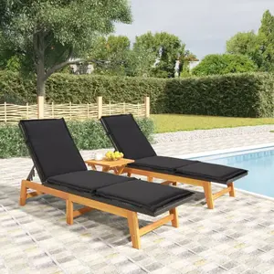 vidaXL Salon de jardin 3 pcs résine tressée et bois massif d'acacia pas cher
