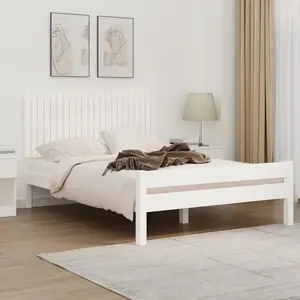 vidaXL Tête de lit murale Blanc 140x3x60 cm Bois massif de pin pas cher