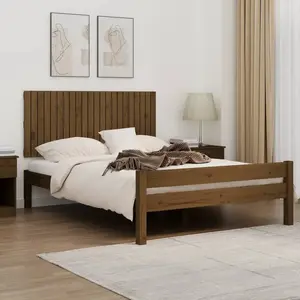 vidaXL Tête de lit murale Marron miel 140x3x60 cm Bois massif de pin pas cher