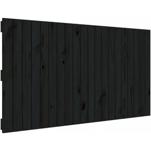 vidaXL Tête de lit murale Noir 127,5x3x60 cm Bois massif de pin pas cher
