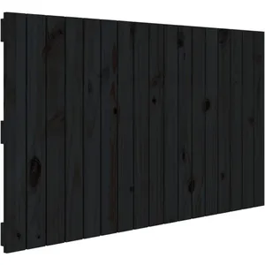 vidaXL Tête de lit murale Noir 108x3x60 cm Bois massif de pin pas cher