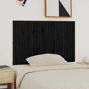 vidaXL Tête de lit murale Noir 140x3x90 cm Bois massif de pin pas cher