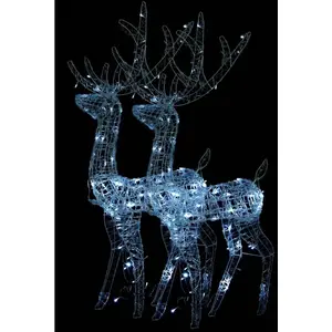 Comparateur de prix : vidaXL Décorations de Noël de renne Acrylique 2 pcs 120 cm Blanc froid