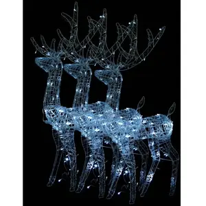 Comparateur de prix : vidaXL Décorations de Noël de renne Acrylique 3 pcs 120 cm Blanc froid