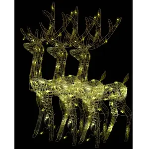 Comparateur de prix : vidaXL Décorations de Noël de renne Acrylique 3 pcs 120 cm Blanc chaud