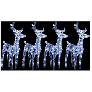 vidaXL Rennes de Noël 4 pcs 160 LED Blanc froid Acrylique pas cher