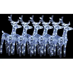 vidaXL Rennes de Noël 6 pcs 240 LED Blanc froid Acrylique pas cher