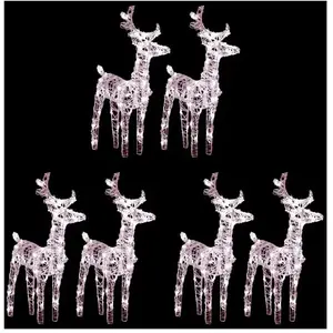 vidaXL Rennes de Noël 6 pcs 240 LED Blanc chaud Acrylique pas cher