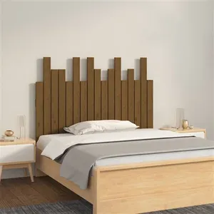 vidaXL Tête de lit murale Marron miel 108x3x80 cm Bois massif de pin pas cher