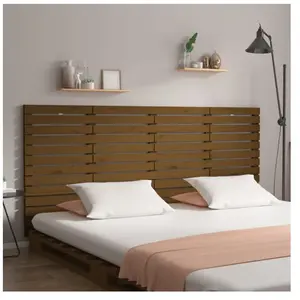 vidaXL Tête de lit murale Marron miel 166x3x91,5 cm Bois massif de pin pas cher