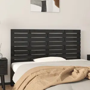 vidaXL Tête de lit murale Noir 146x3x63 cm Bois massif de pin pas cher
