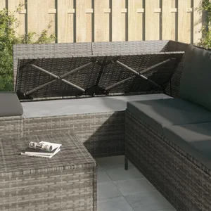 vidaXL Salon de jardin 4 pcs avec coussins Gris Résine tressée pas cher