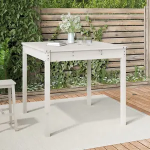 vidaXL Table de jardin blanc 82,5x82,5x76 cm bois massif de pin pas cher