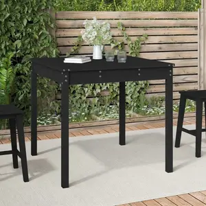 vidaXL Table de jardin noir 82,5x82,5x76 cm bois massif de pin pas cher