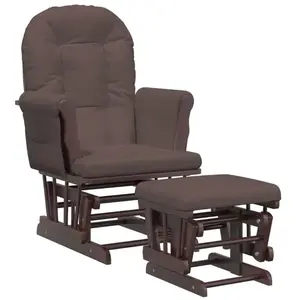 vidaXL Chaise berçante avec repose-pied Marron Tissu pas cher