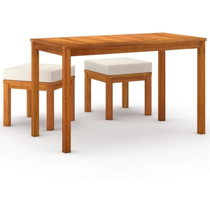 vidaXL Ensemble à manger de jardin 3 pcs et coussins Acacia solide pas cher