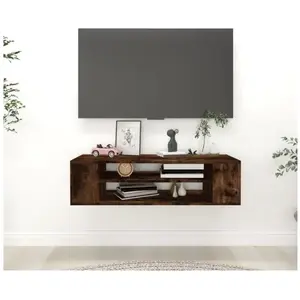 vidaXL Armoire TV suspendue Chêne fumé 100x30x26,5cm Bois d'ingénierie pas cher
