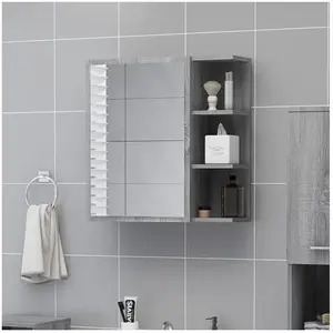 vidaXL Armoire à miroir de salle de bain Sonoma gris 62,5x20,5x64 cm pas cher