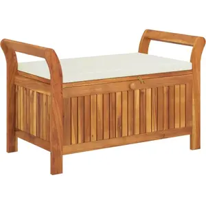 Comparateur de prix : vidaXL Banc de rangement de jardin avec coussin 91 cm Bois d'acacia