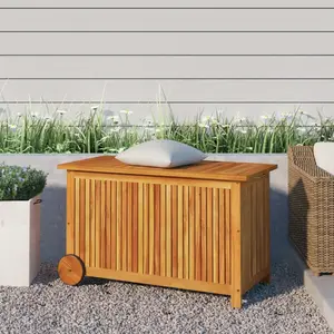 Comparateur de prix : vidaXL Boîte de rangement de jardin avec roues 90x50x58 cm Bois acacia