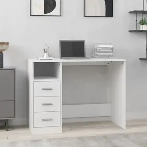 Comparateur de prix : vidaXL Bureau avec tiroirs Blanc 102x50x76 cm Bois d'ingénierie