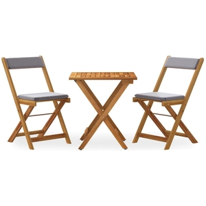 vidaXL Ensemble de bistro pliable 3 pcs avec coussins Acacia solide pas cher
