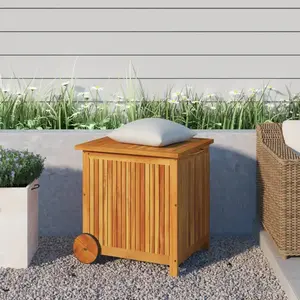 Comparateur de prix : vidaXL Boîte de rangement de jardin avec roues 60x50x58 cm Bois acacia