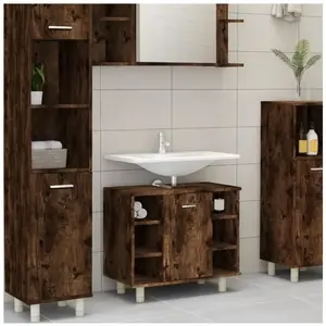 vidaXL Armoire de bain Chêne fumé 60x32x53,5 cm Bois d'ingénierie pas cher