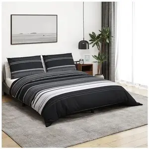 vidaXL Ensemble de housse de couette noir et blanc 225x220 cm Coton pas cher