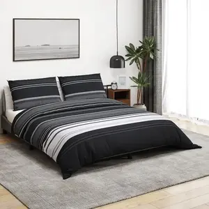 vidaXL Ensemble de housse de couette noir et blanc 135x200 cm Coton pas cher