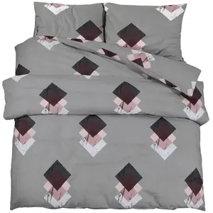 vidaXL Ensemble de housse de couette Gris 200x200 cm Coton pas cher