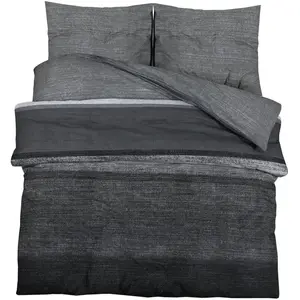 vidaXL Ensemble de housse de couette gris foncé 140x200 cm Coton pas cher