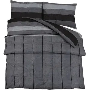 vidaXL Ensemble de housse de couette gris foncé 260x220 cm Coton pas cher