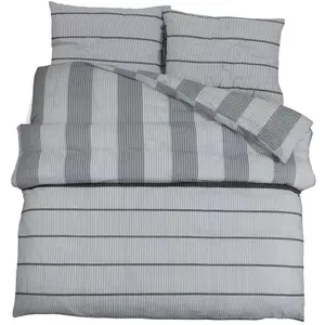 vidaXL Ensemble de housse de couette Gris 140x200 cm Coton pas cher
