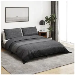 vidaXL Ensemble de housse de couette gris foncé 240x220 cm Coton pas cher
