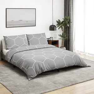vidaXL Ensemble de housse de couette Gris 200x200 cm Coton pas cher