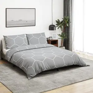 vidaXL Ensemble de housse de couette Gris 140x200 cm Coton pas cher