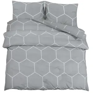 vidaXL Ensemble de housse de couette Gris 140x200 cm Coton pas cher