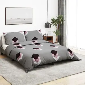 vidaXL Ensemble de housse de couette Gris 140x200 cm Coton pas cher
