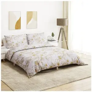 Comparateur de prix : vidaXL Ensemble de housse de couette blanc et marron 140x200 cm Coton